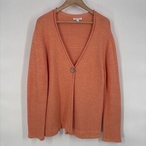 North Style Women Oversized Cardigan Sweater Large Orange Lagenlook Beach Resort